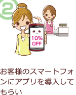 お客様のスマートフォンにアプリを導入してもらい